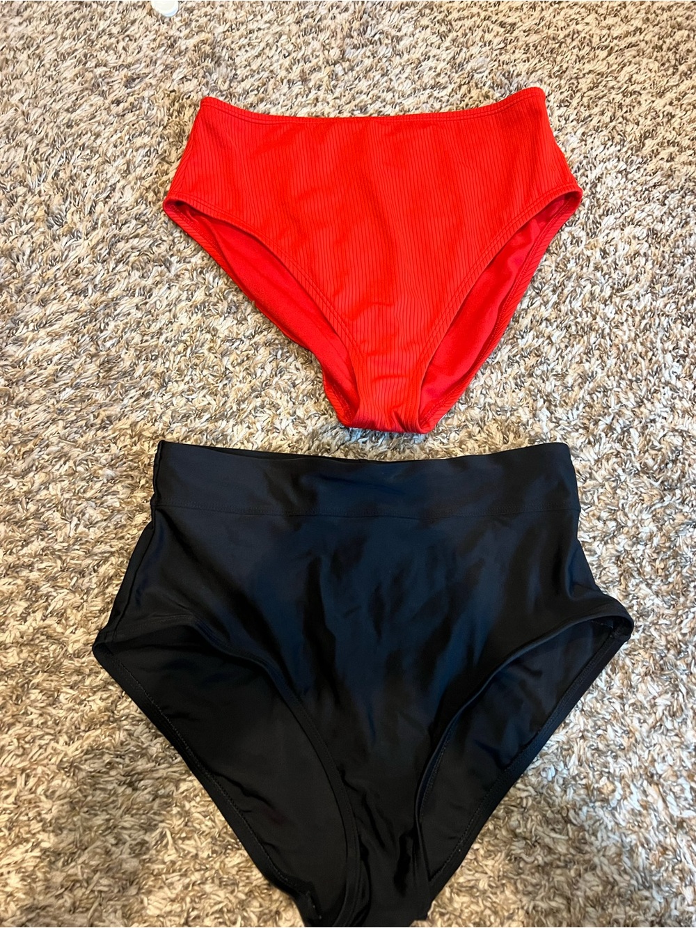 Kona Sol High Waist Bikini Bottoms - Red & Black